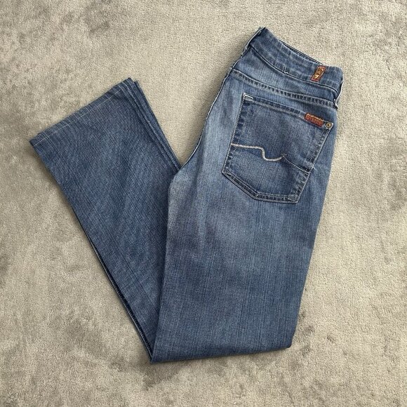 7 Seven For All Mankind Jeans Women's 31x30” Kimmie BootCut Blue Denim Western - Picture 1 of 14
